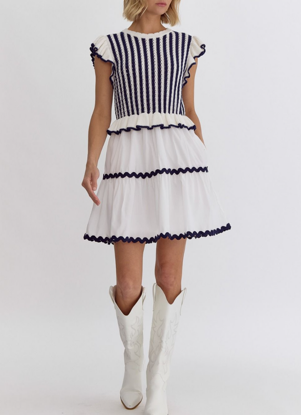 Knit and Woven Combo Mini Dress