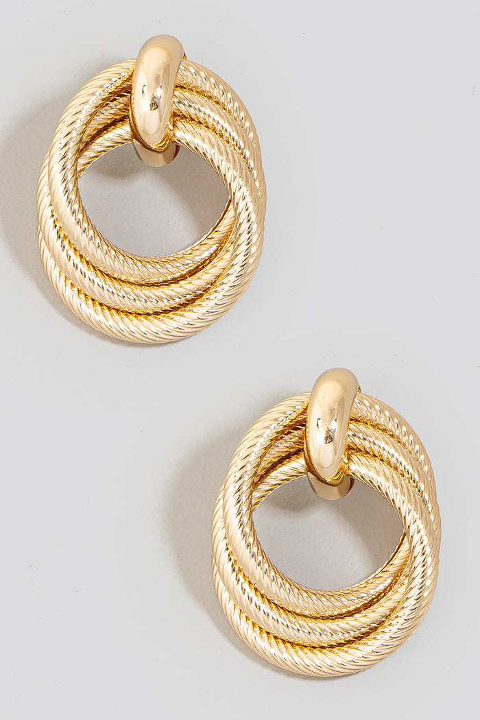 Layered Twisted Hoops Door Knocker Earrings