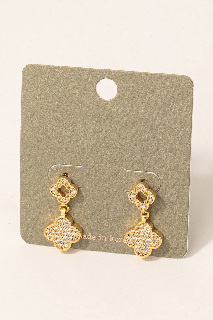 Mini Pave Clover Drop Earrings