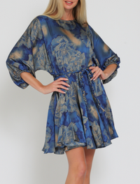 3/4 Dolman Sleeve Braid Belted Mini Dress