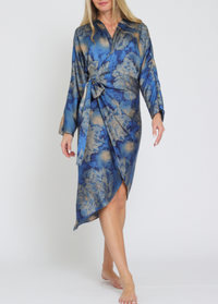 Kimono Long Sleeve Wrap Midi Dress