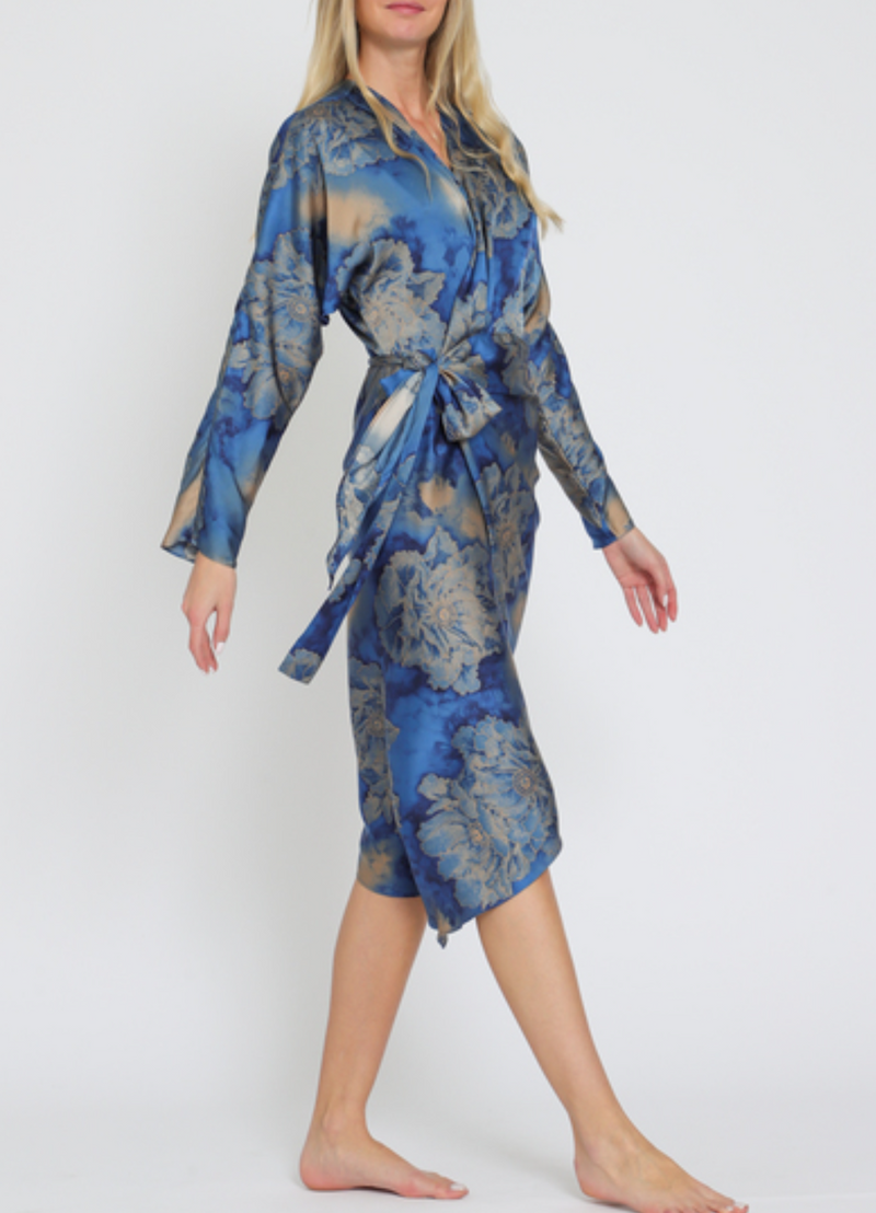 Kimono Long Sleeve Wrap Midi Dress