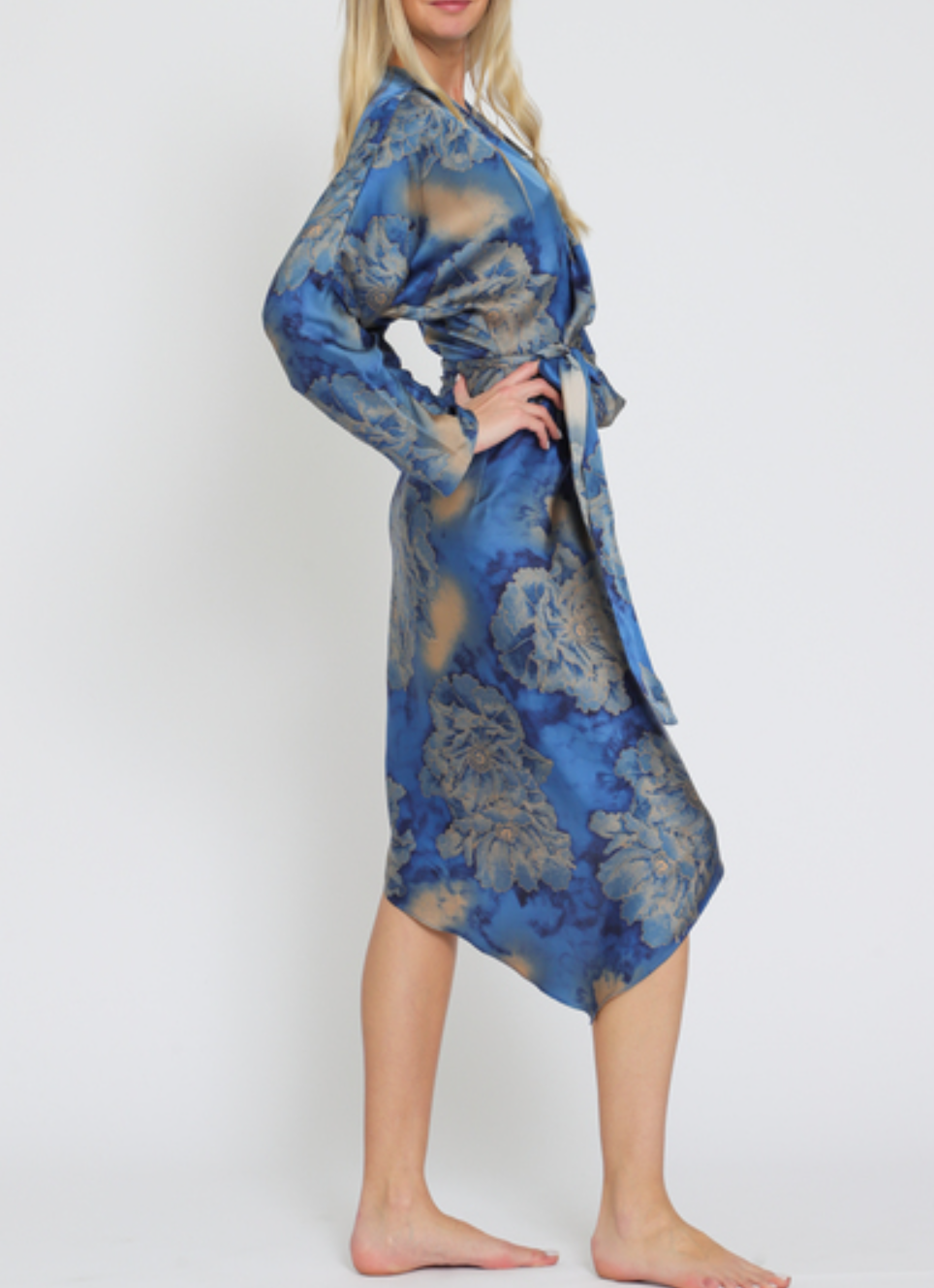 Kimono Long Sleeve Wrap Midi Dress