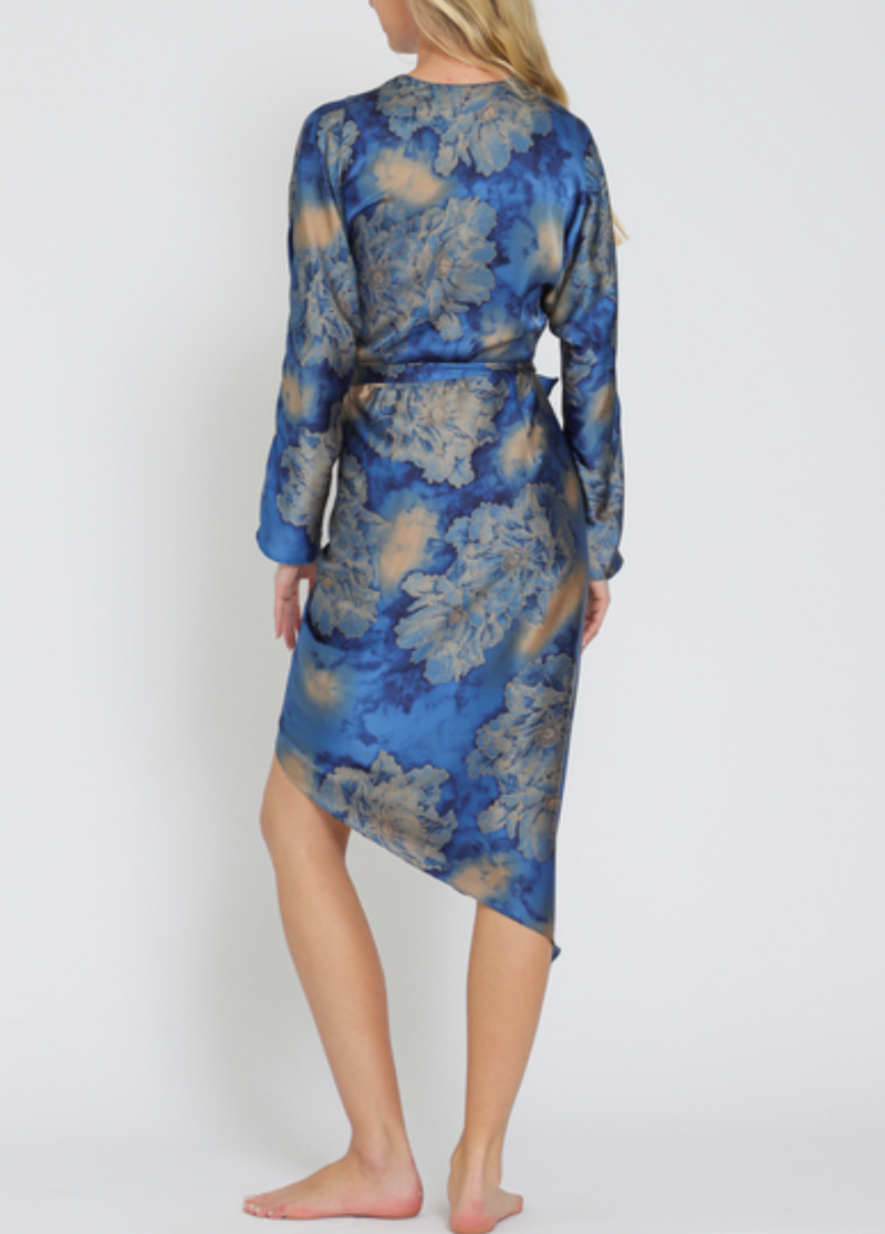 Kimono Long Sleeve Wrap Midi Dress