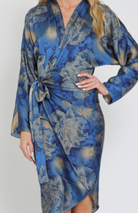 Kimono Long Sleeve Wrap Midi Dress