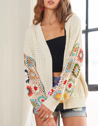 Multi Pattern Long Sleeves Sweater Cardigan