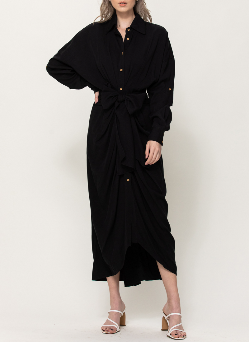 Long Sleeve Button Down Midi Dress