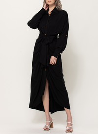 Long Sleeve Button Down Midi Dress