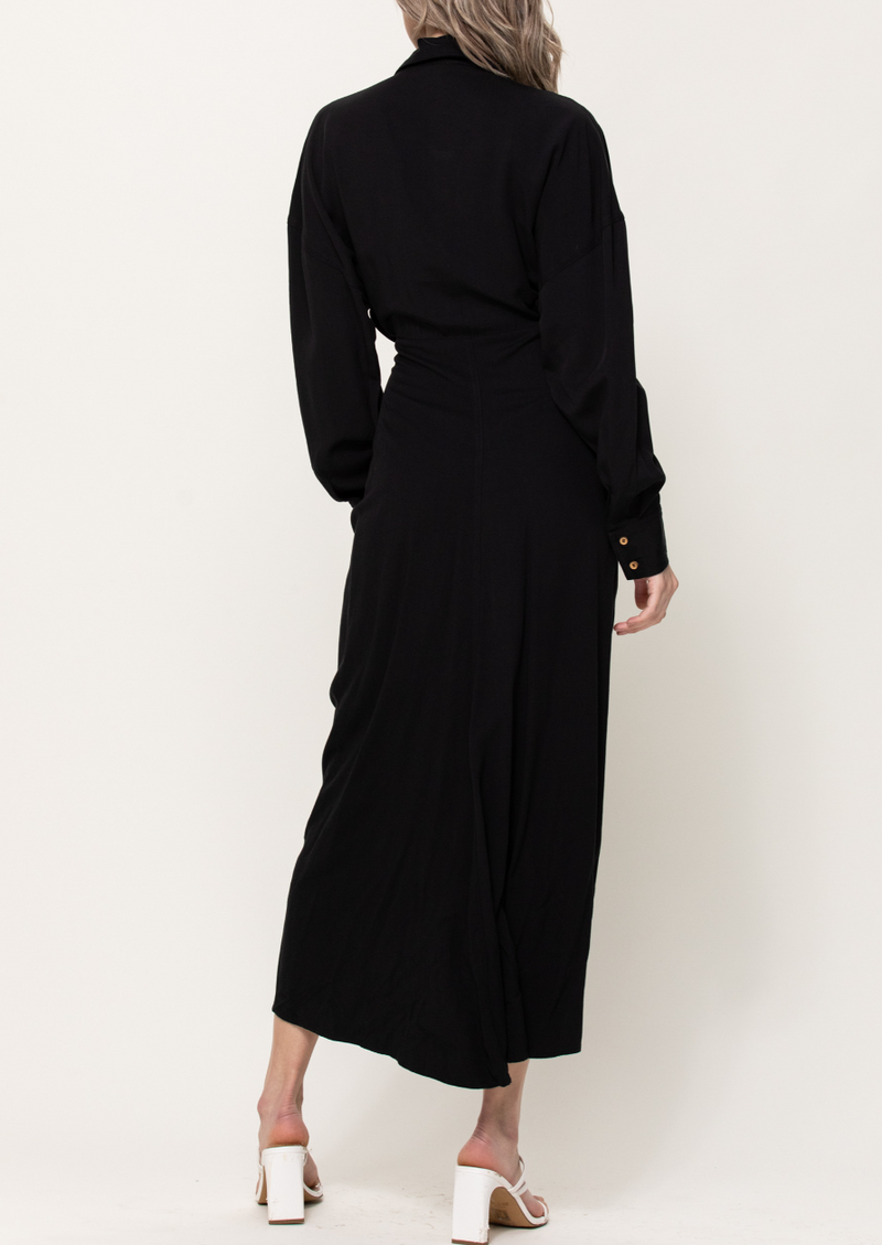 Long Sleeve Button Down Midi Dress