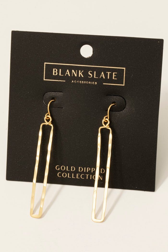 Oblong Rectangular Shape Gold Earrings