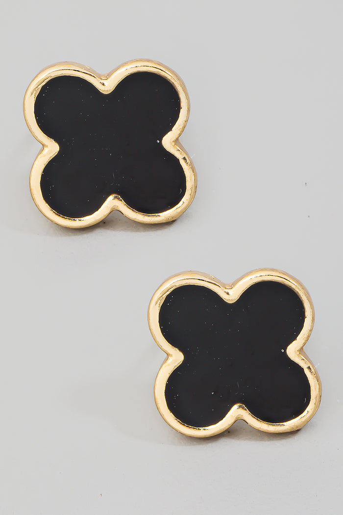 Enamel Clover Stud Earrings