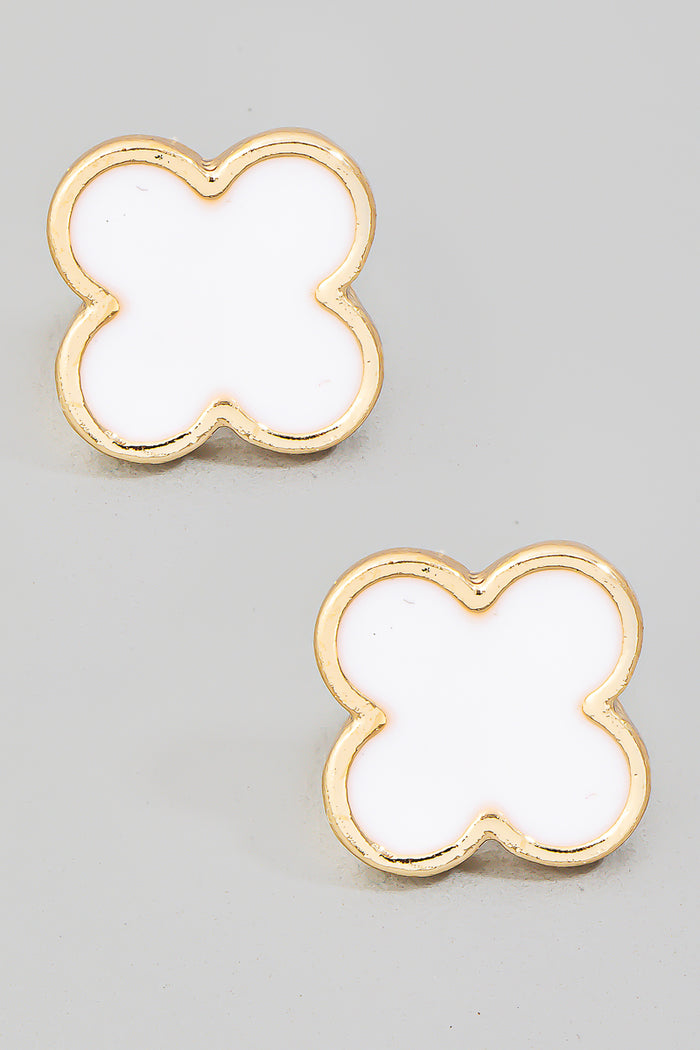 Enamel Clover Stud Earrings