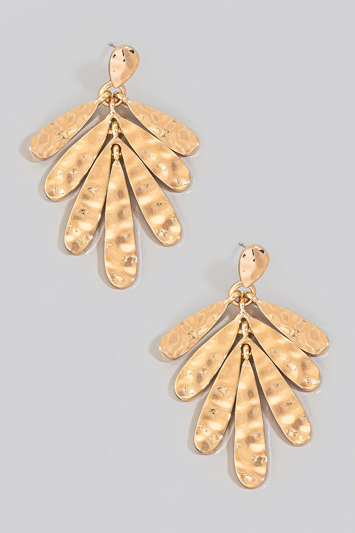 Hammered Oval Fringe Dangle Earrings