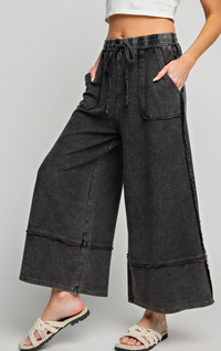 Mineral Washed Terry Knit Palazzo Pants