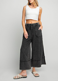 Mineral Washed Terry Knit Palazzo Pants