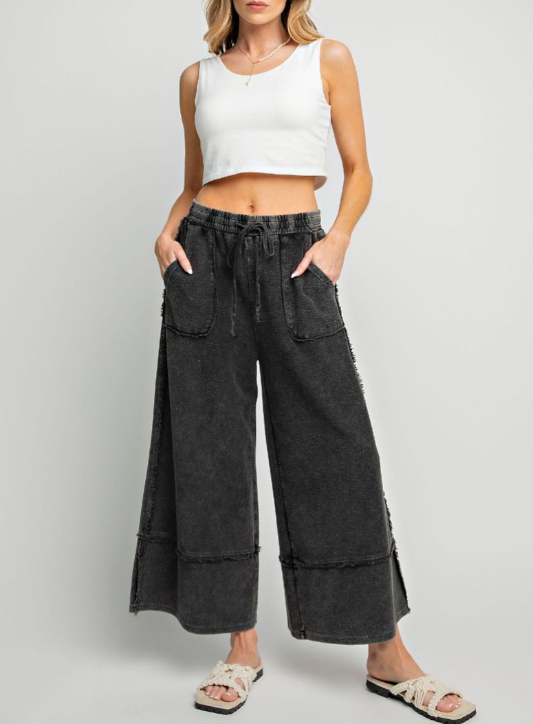 Mineral Washed Terry Knit Palazzo Pants