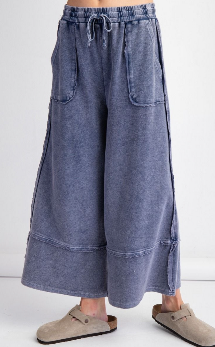 Mineral Washed Terry Knit Palazzo Pants