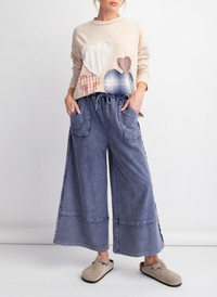 Mineral Washed Terry Knit Palazzo Pants