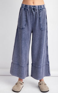 Mineral Washed Terry Knit Palazzo Pants