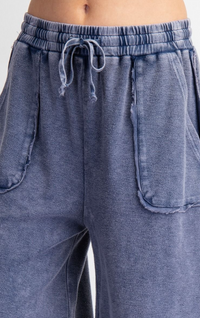 Mineral Washed Terry Knit Palazzo Pants