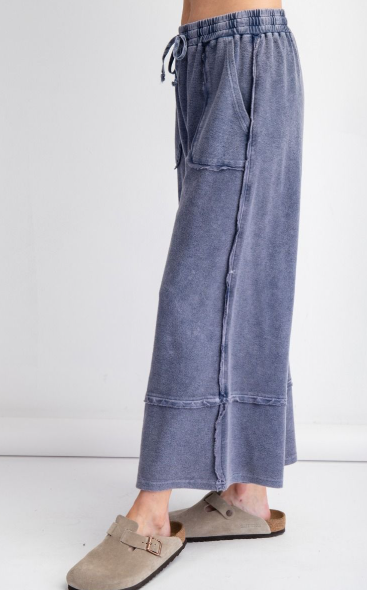 Mineral Washed Terry Knit Palazzo Pants