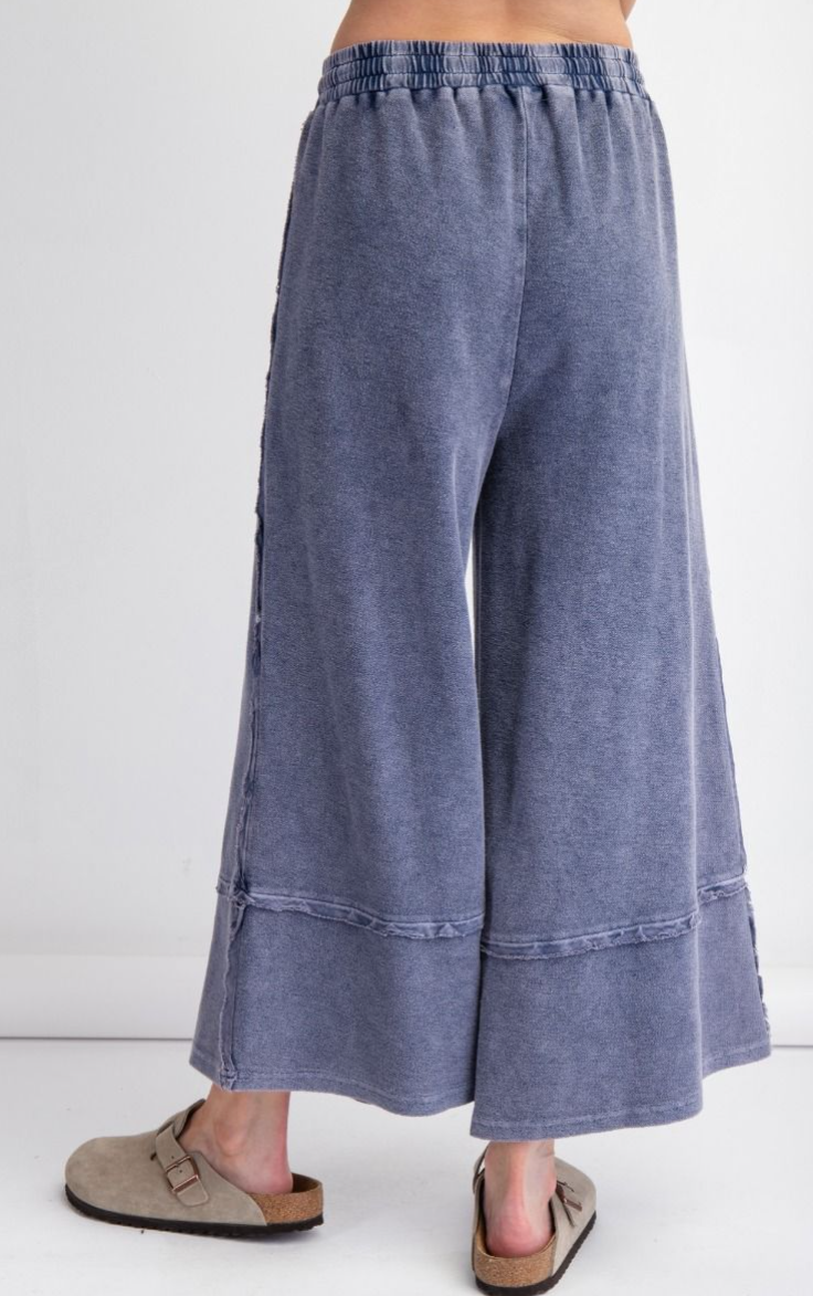 Mineral Washed Terry Knit Palazzo Pants