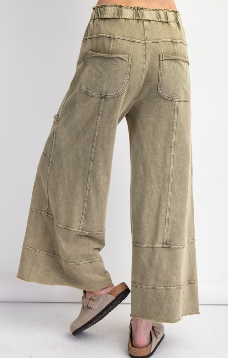 Mineral-Washed Terry Knit Pants