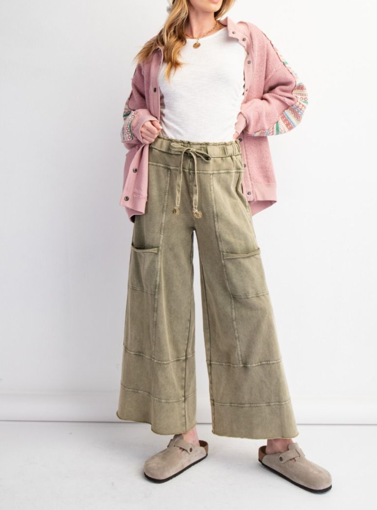 Mineral-Washed Terry Knit Pants