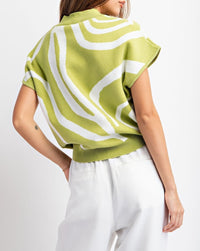 Swirl Printed Mock Neck Top