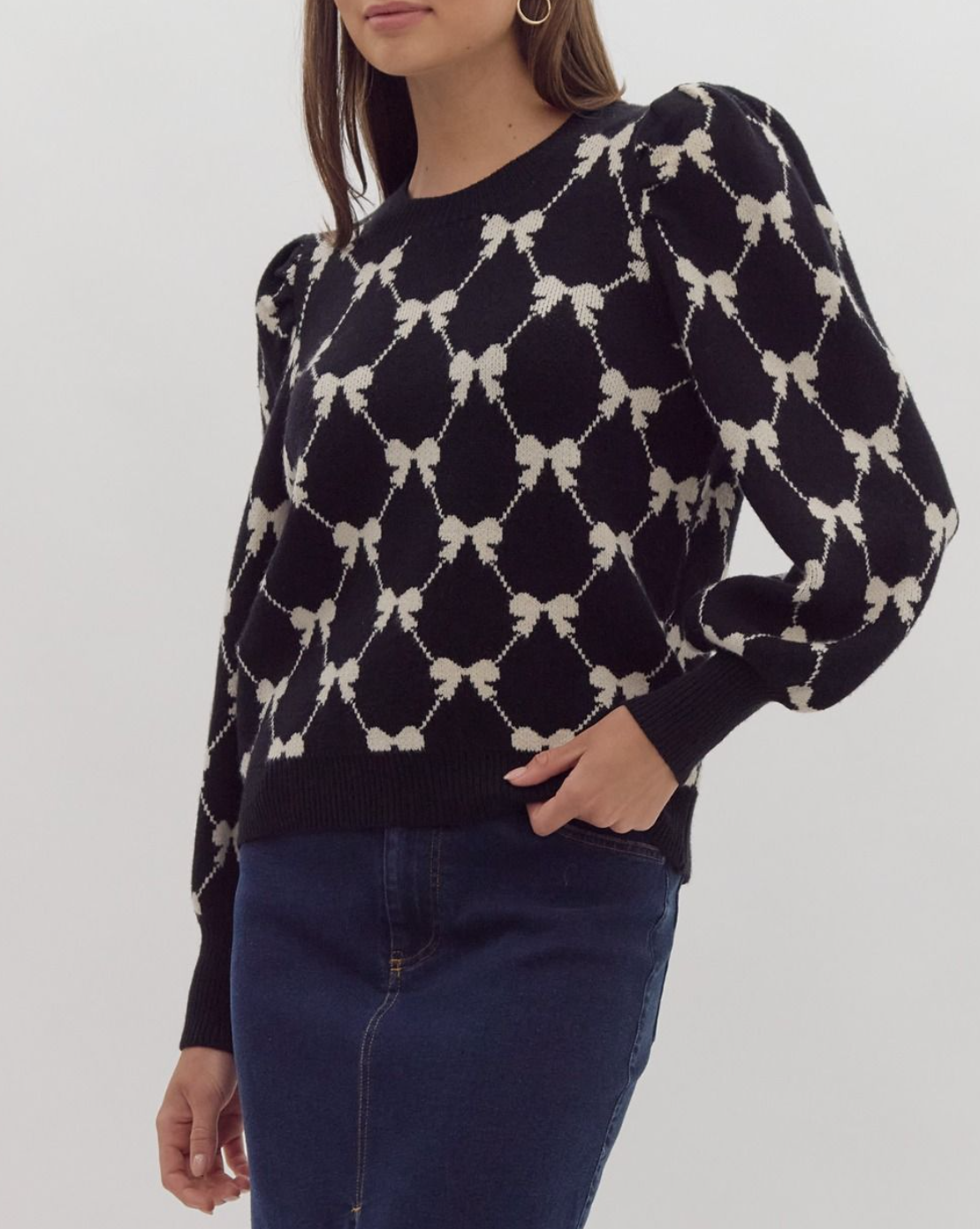 Coquette Bow Print Sweater