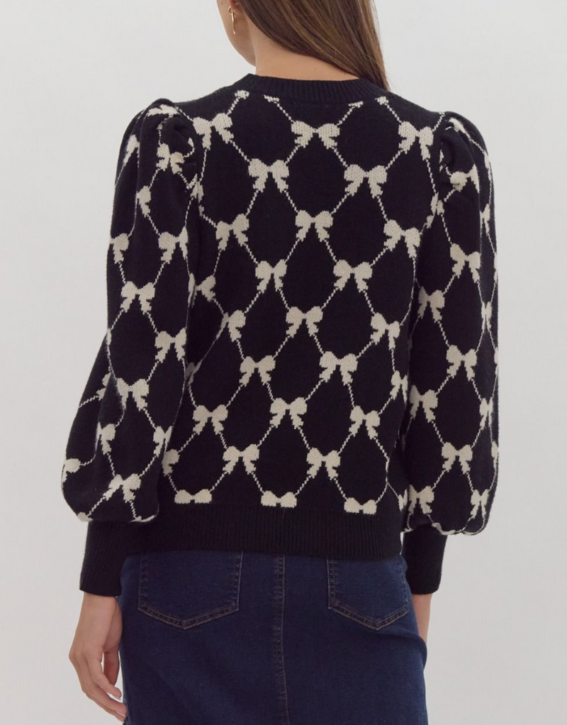 Coquette Bow Print Sweater