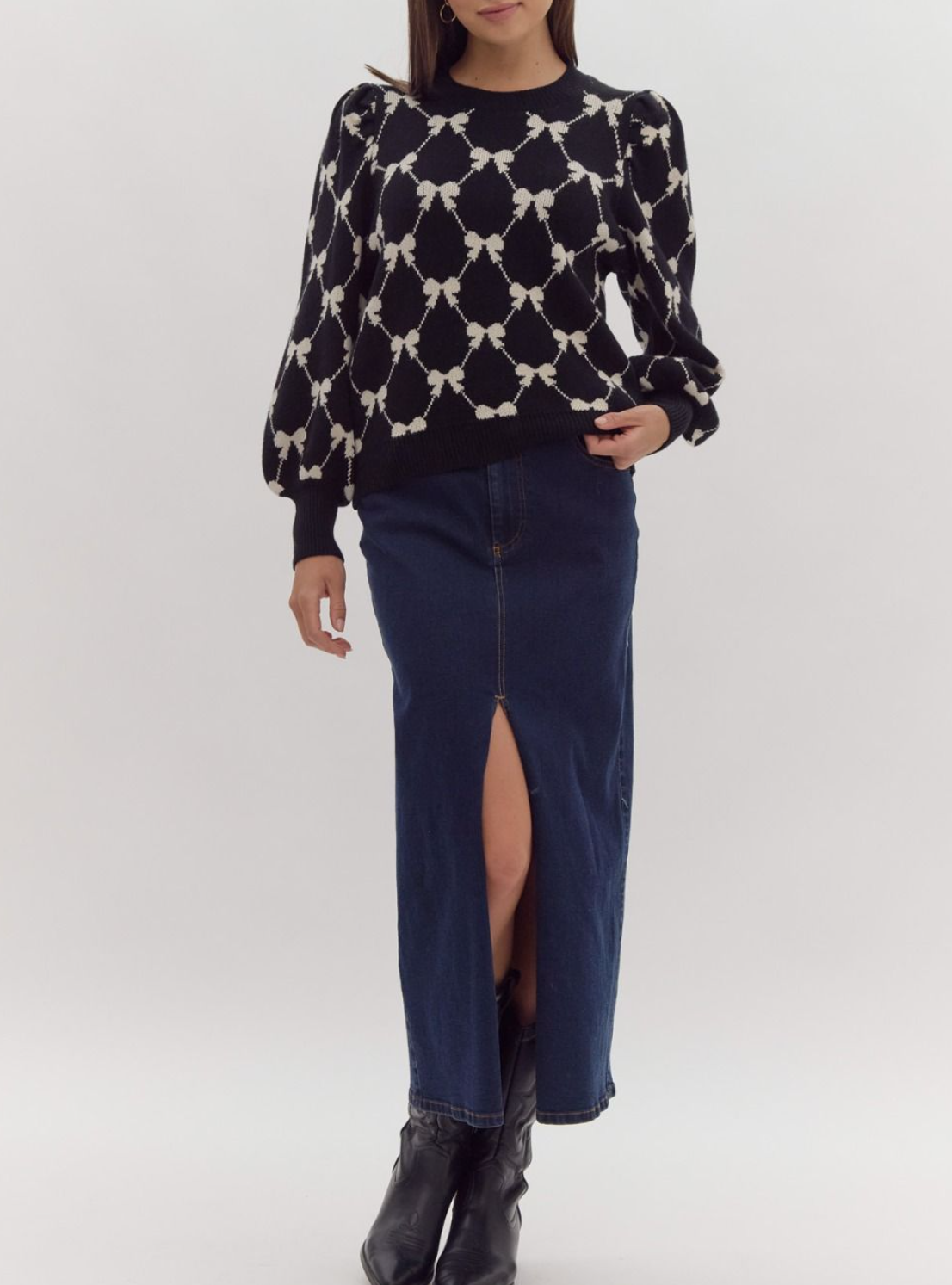 Coquette Bow Print Sweater