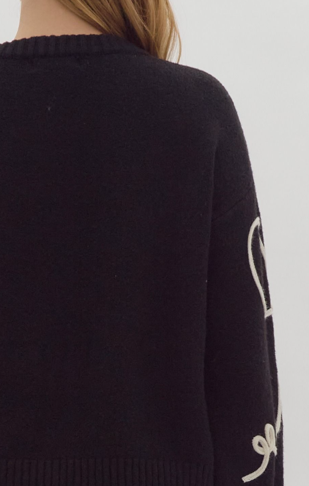 Solid Sleeve Round Neck Sweater