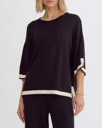 Solid Round Neck 3/4 Sleeve Top