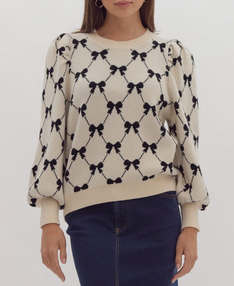 Coquette Bow Print Sweater