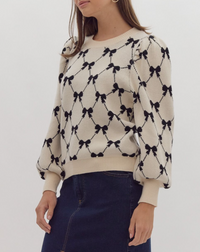 Coquette Bow Print Sweater