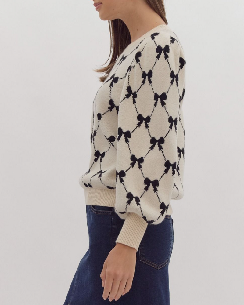 Coquette Bow Print Sweater