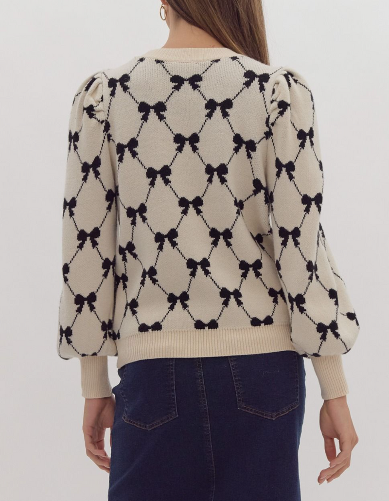 Coquette Bow Print Sweater