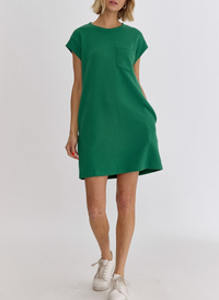 Textured Round Neck Sleeveless Mini Dress with Pockets