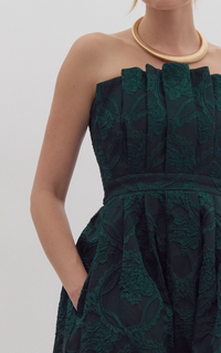 Strapless Embroidered Midi Dress