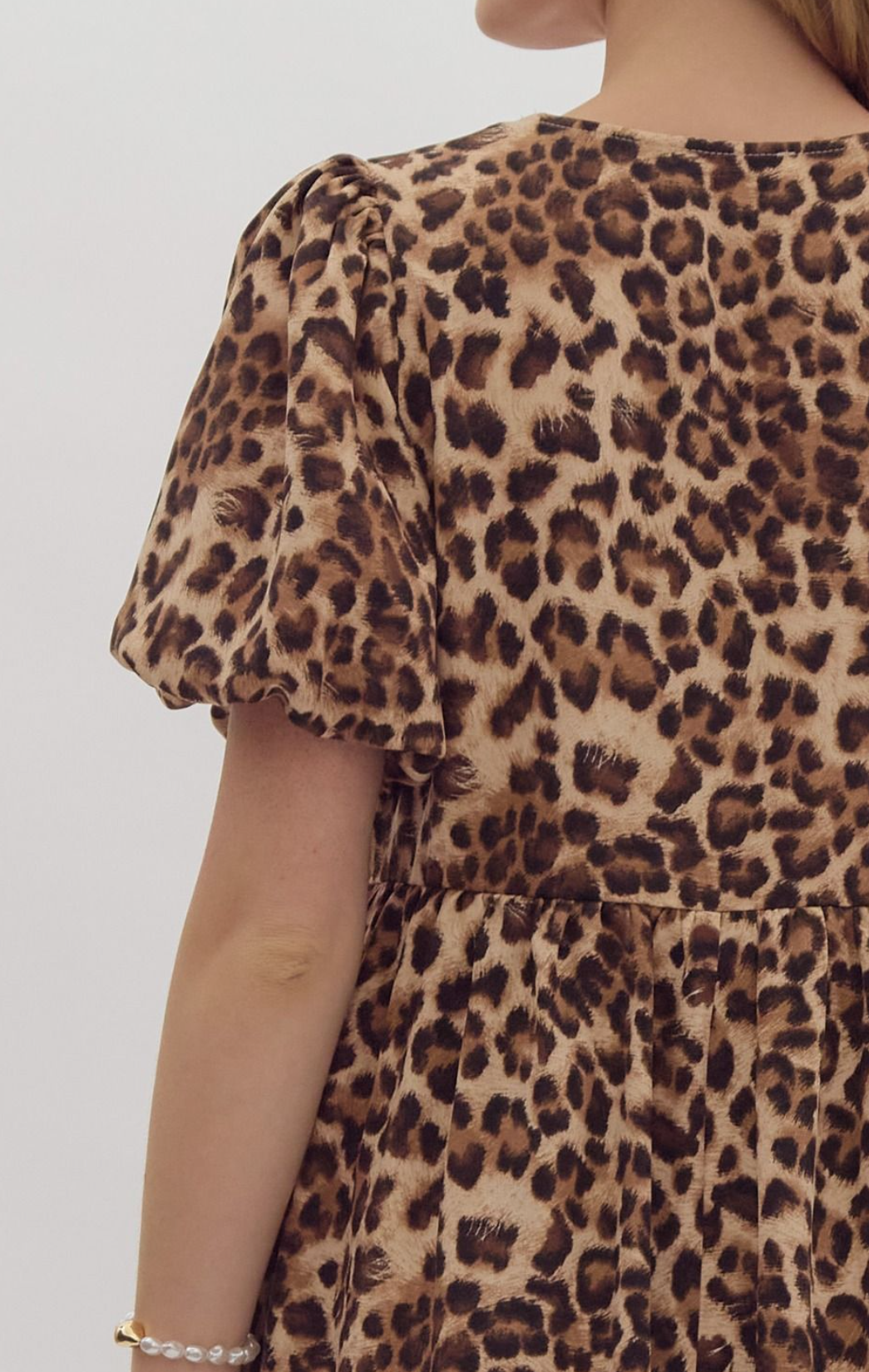 Cheetah Print Bubble Sleeve Mini Dress