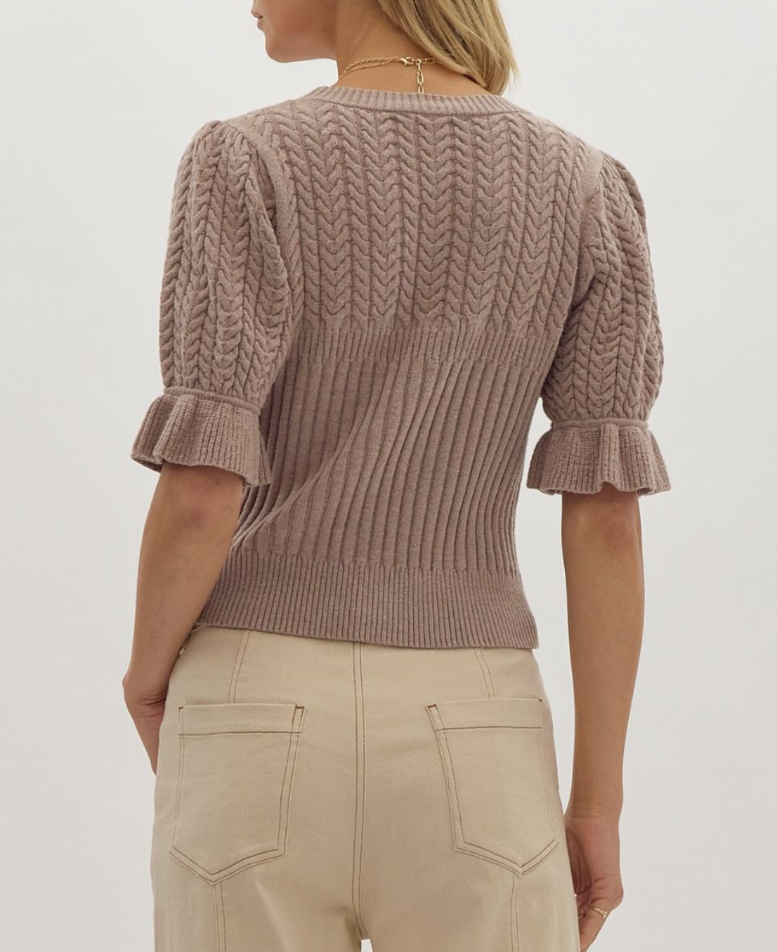 Solid Textured Knit Cropped Sweater