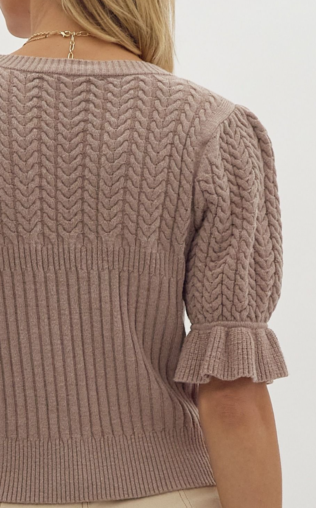 Solid Textured Knit Cropped Sweater