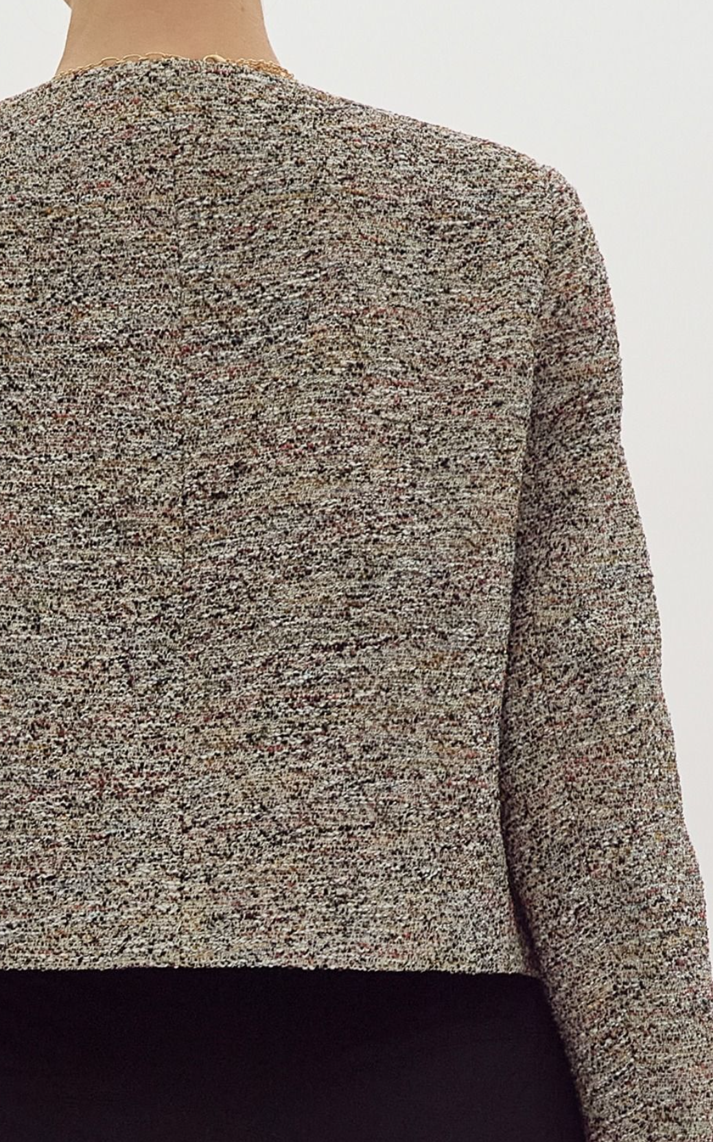 Tweed Open Front Long Sleeve Jacket