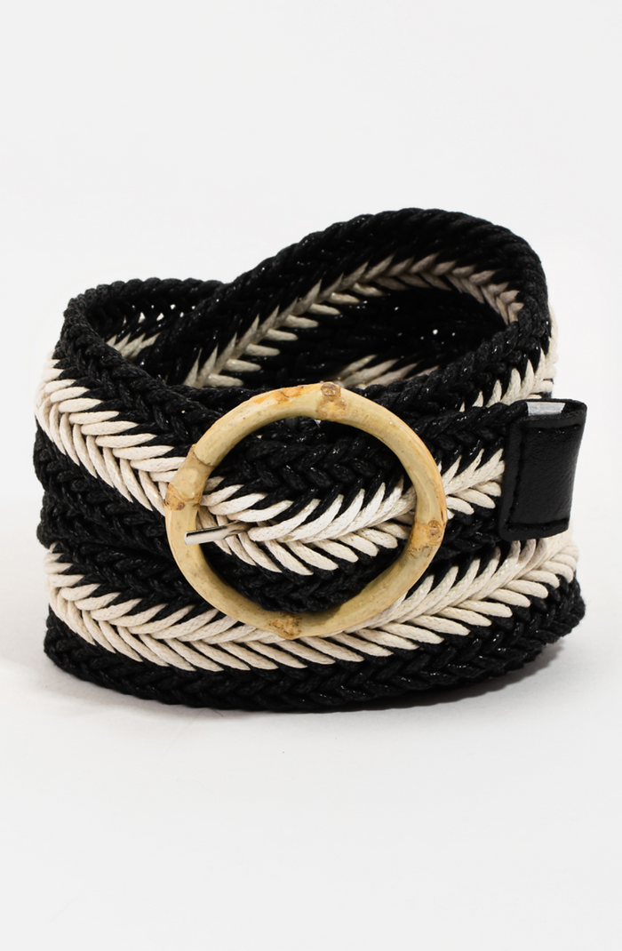 Two-Tone Striped Braided Belt