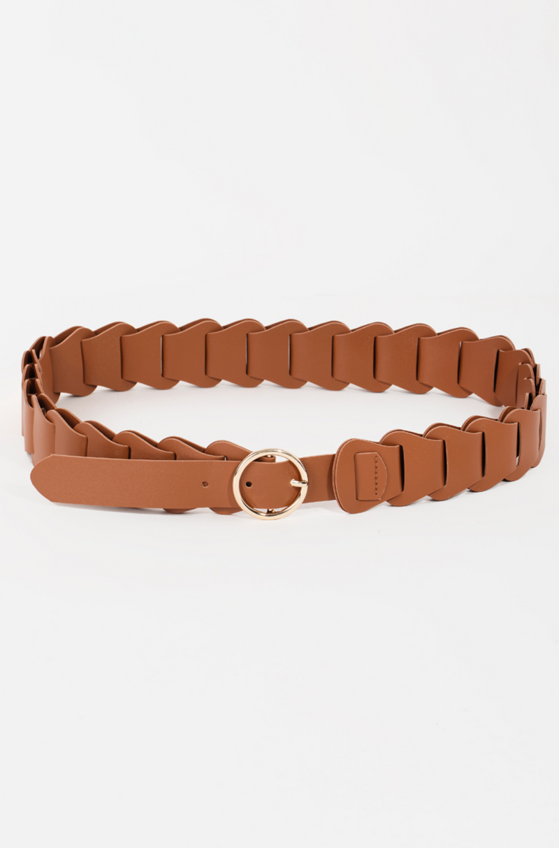 Faux Leather Braid Link Belt