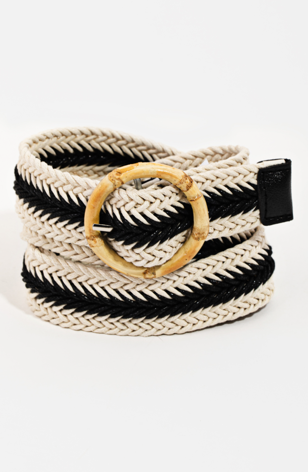 Two-Tone Striped Braided Belt