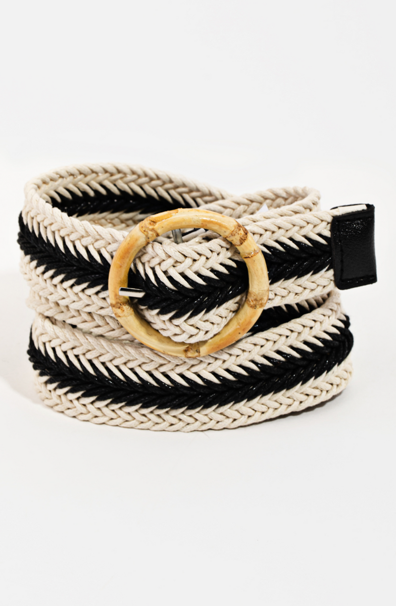 Two-Tone Striped Braided Belt