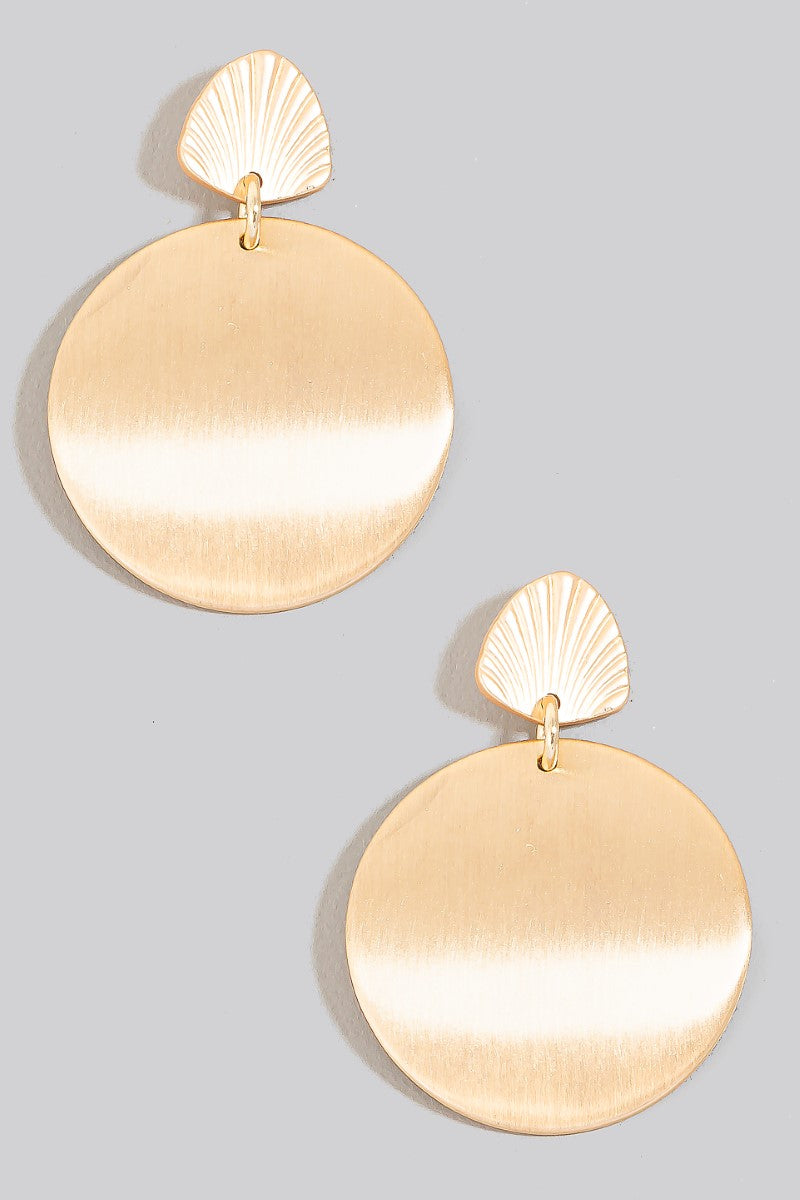 Brushed Metallic Disc Dangle Earrings