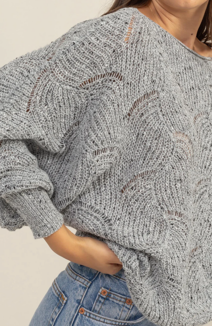 Pointelle Chunky Knit Sweater